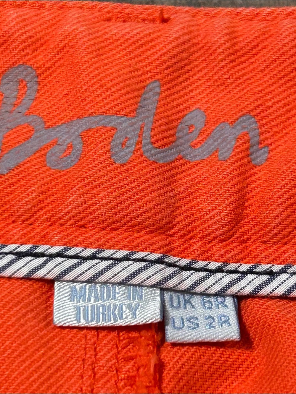 Boden Skirt Womens 2 Orange Denim Pencil Straight A Line 5 Pocket Cotton Stretch - Picture 5 of 5